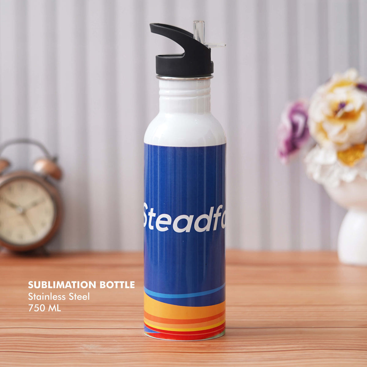 Customizable White Stainless Steel Sipper Bottle