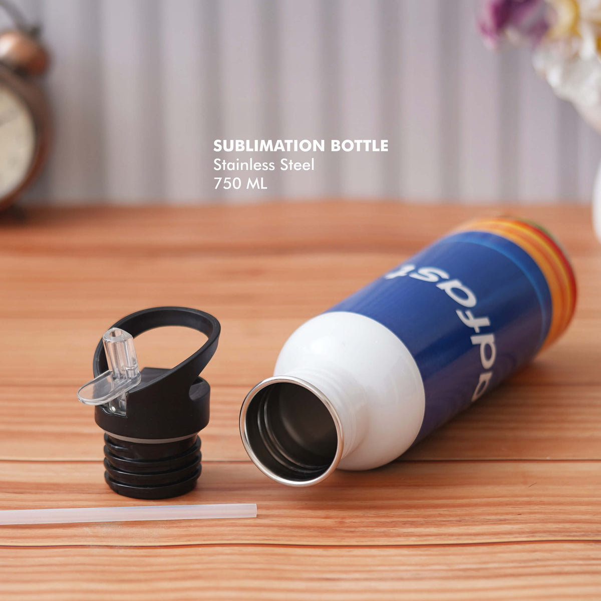 Customizable White Stainless Steel Sipper Bottle