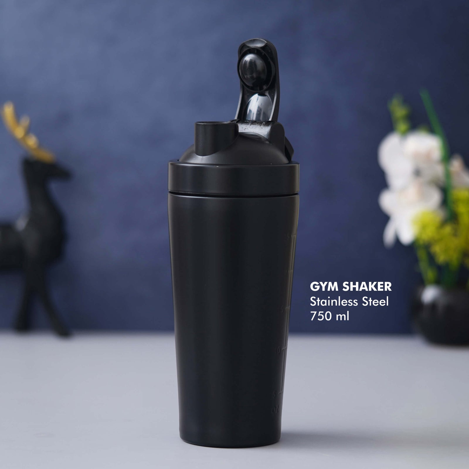 Customizable Black Stainless Steel Gym Shaker - Perfect for Fitness Enthusiasts