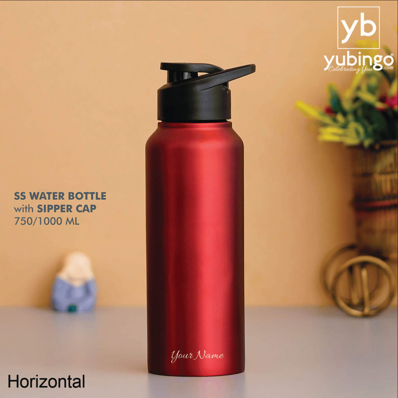 Customizable Red Stainless Steel Bottle with Sipper Cap - Perfect for Sports and Outdoor Use
