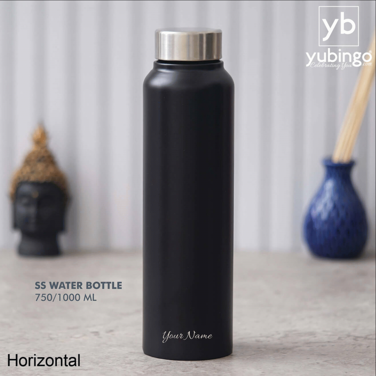 Customizable Black Stainless Steel Bottle - Ideal for Gifting