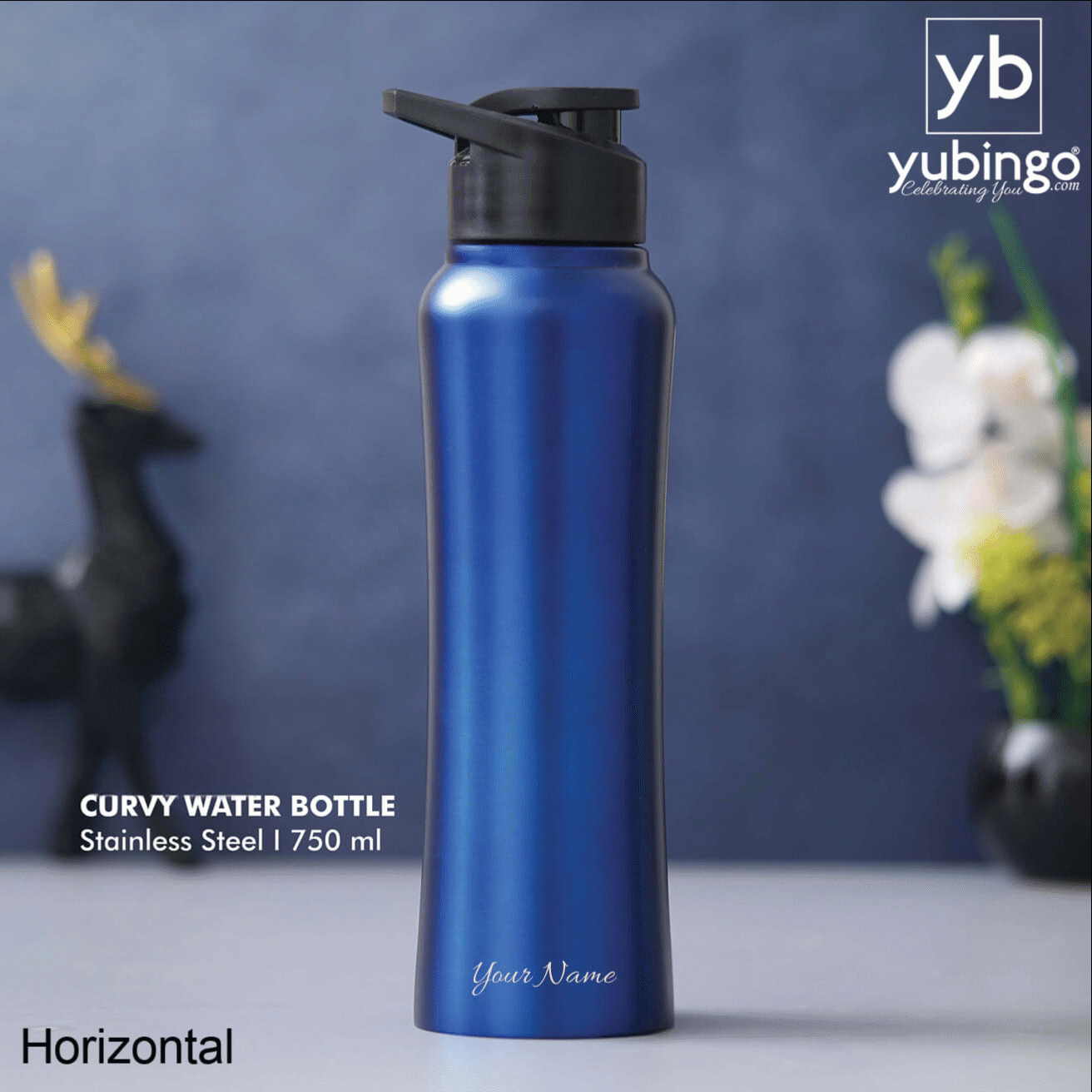Customizable Blue Stainless Steel Bottle - Ideal for Gifting