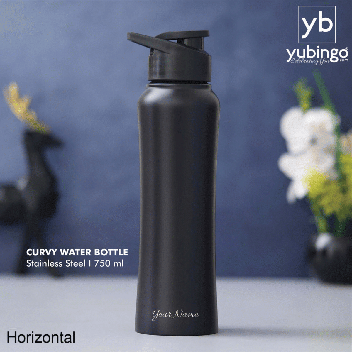 Customizable Black Stainless Steel Bottle - Ideal for Gifting