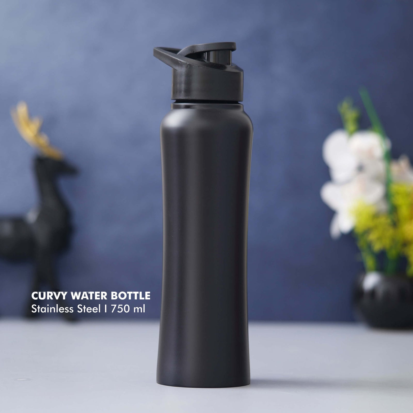 Customizable Black Stainless Steel Bottle - 750 ML