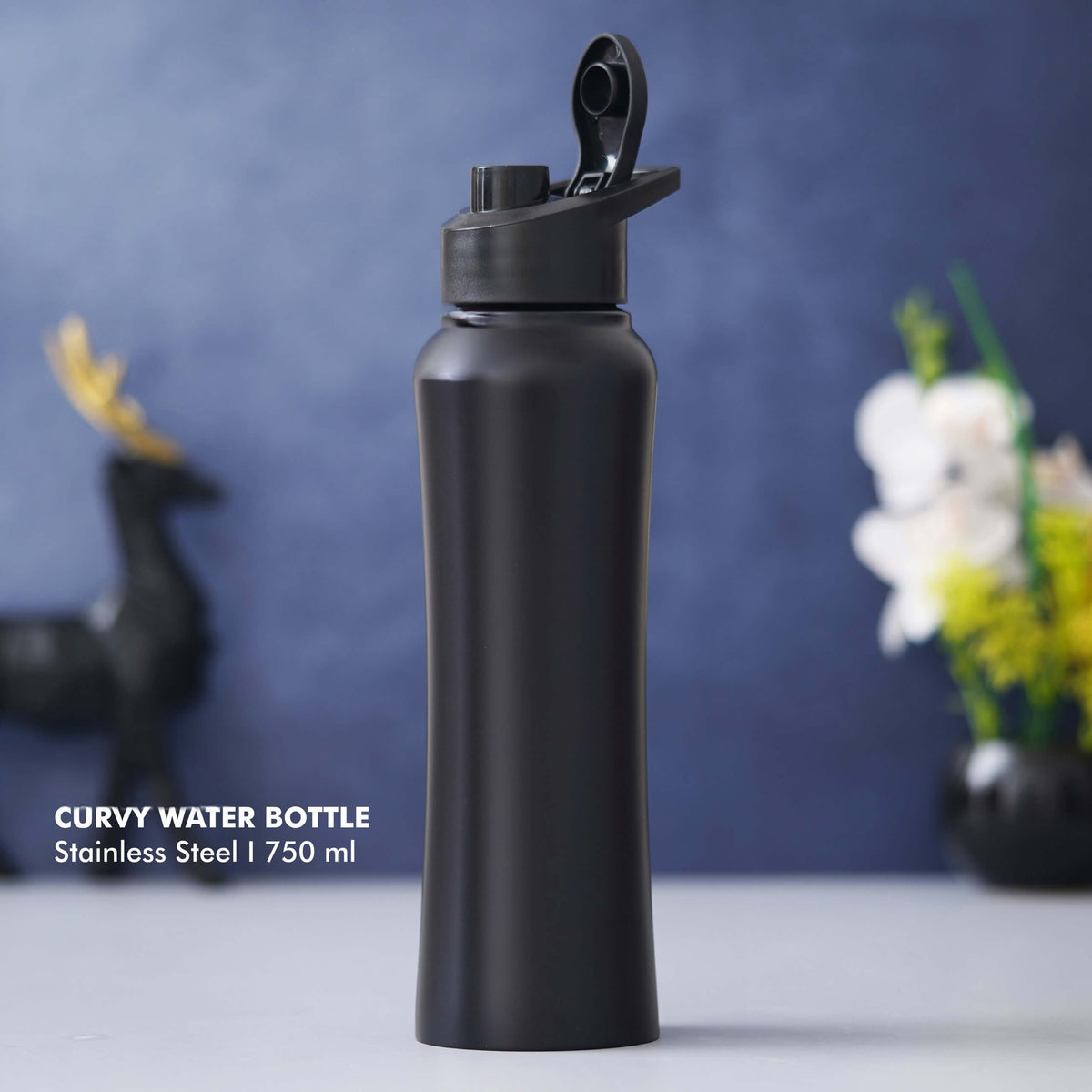 Customizable Black Stainless Steel Bottle - 750 ML