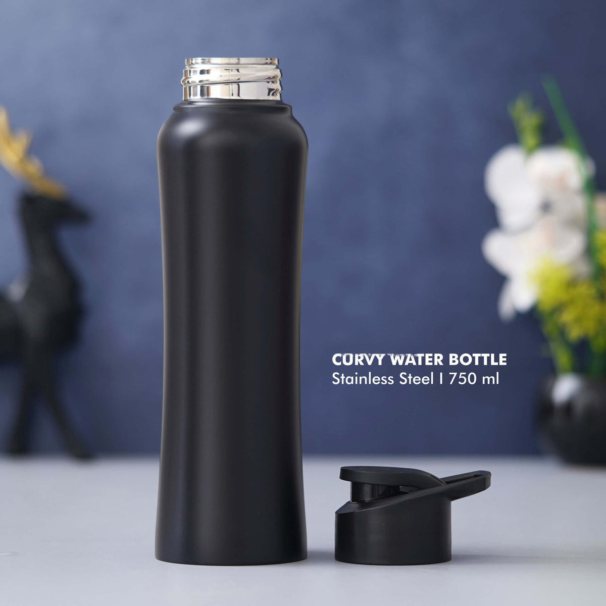 Customizable Black Stainless Steel Bottle - 750 ML