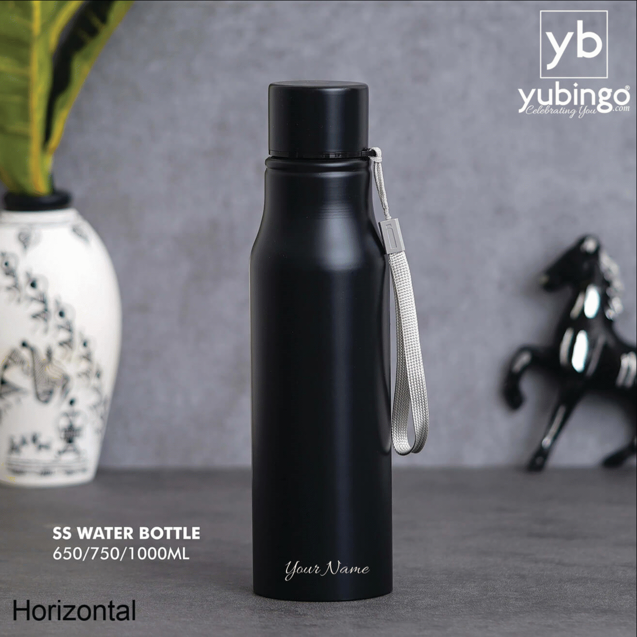 Customizable Black Stainless Steel Bottle - Ideal for Hydration on the Go