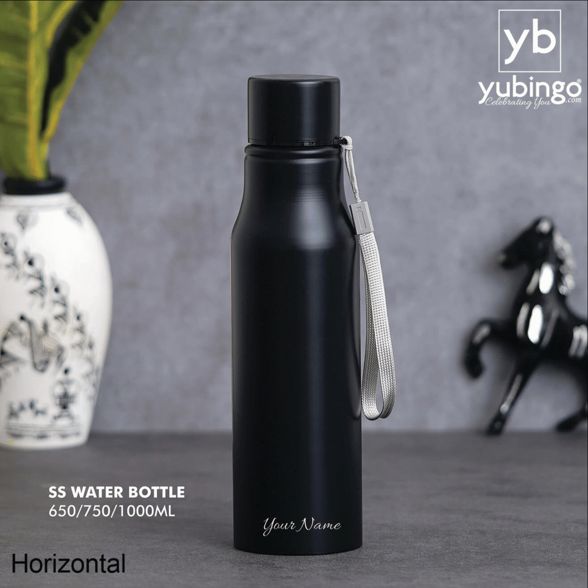 Customizable Black Stainless Steel Bottle - Ideal for Hydration