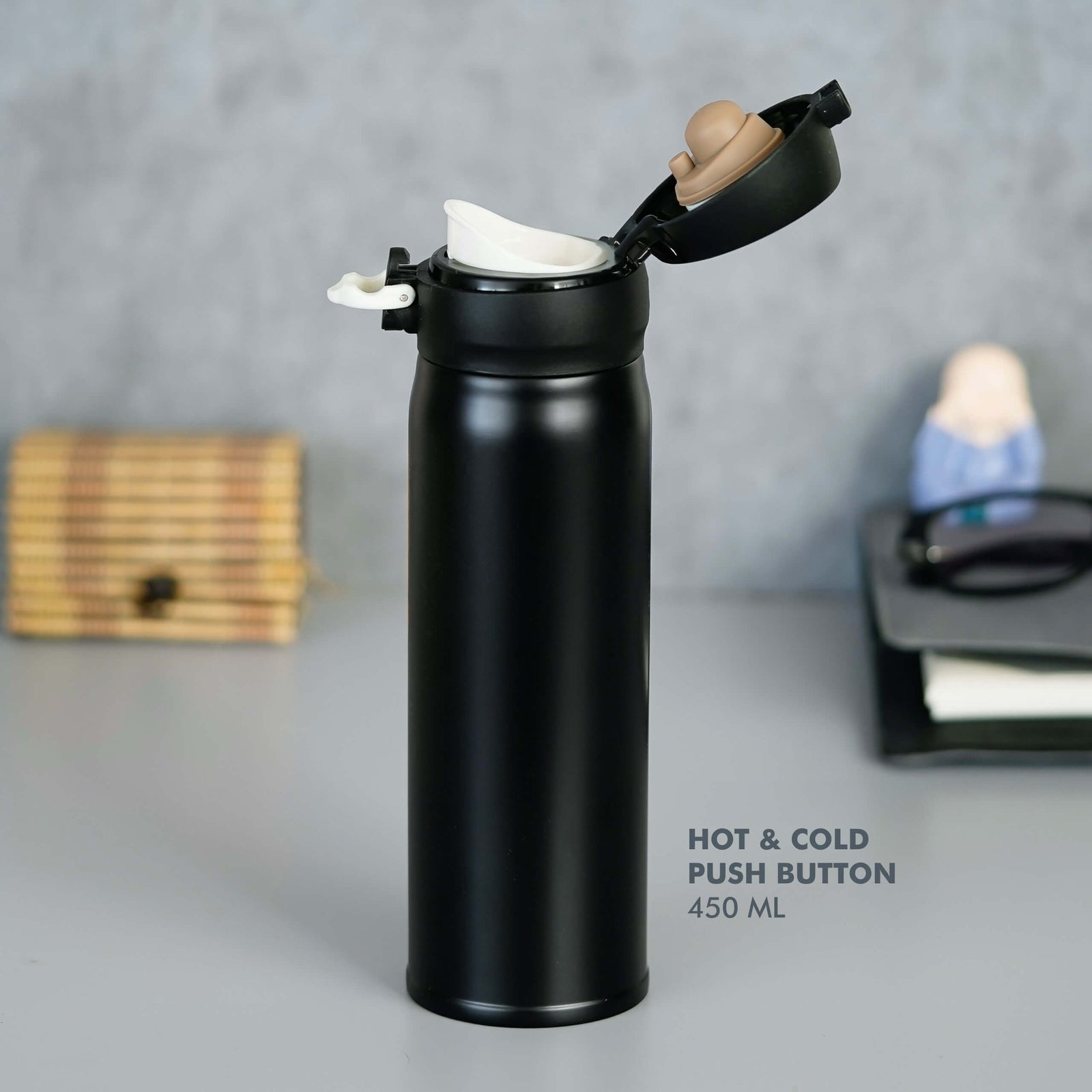 Black Stainless Steel Bottle - 450 ML