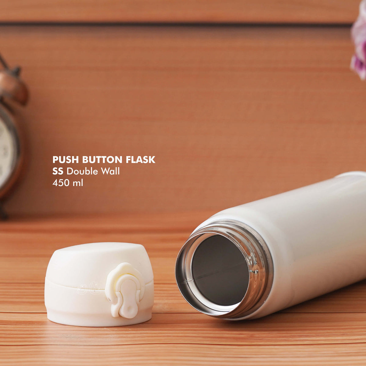 White Stainless Steel Bottle - 450 ML