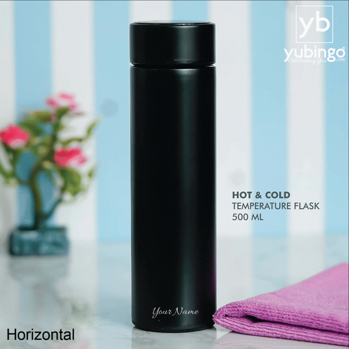 Black Stainless Steel Bottle with Temperature Display - Perfect for Daily Use