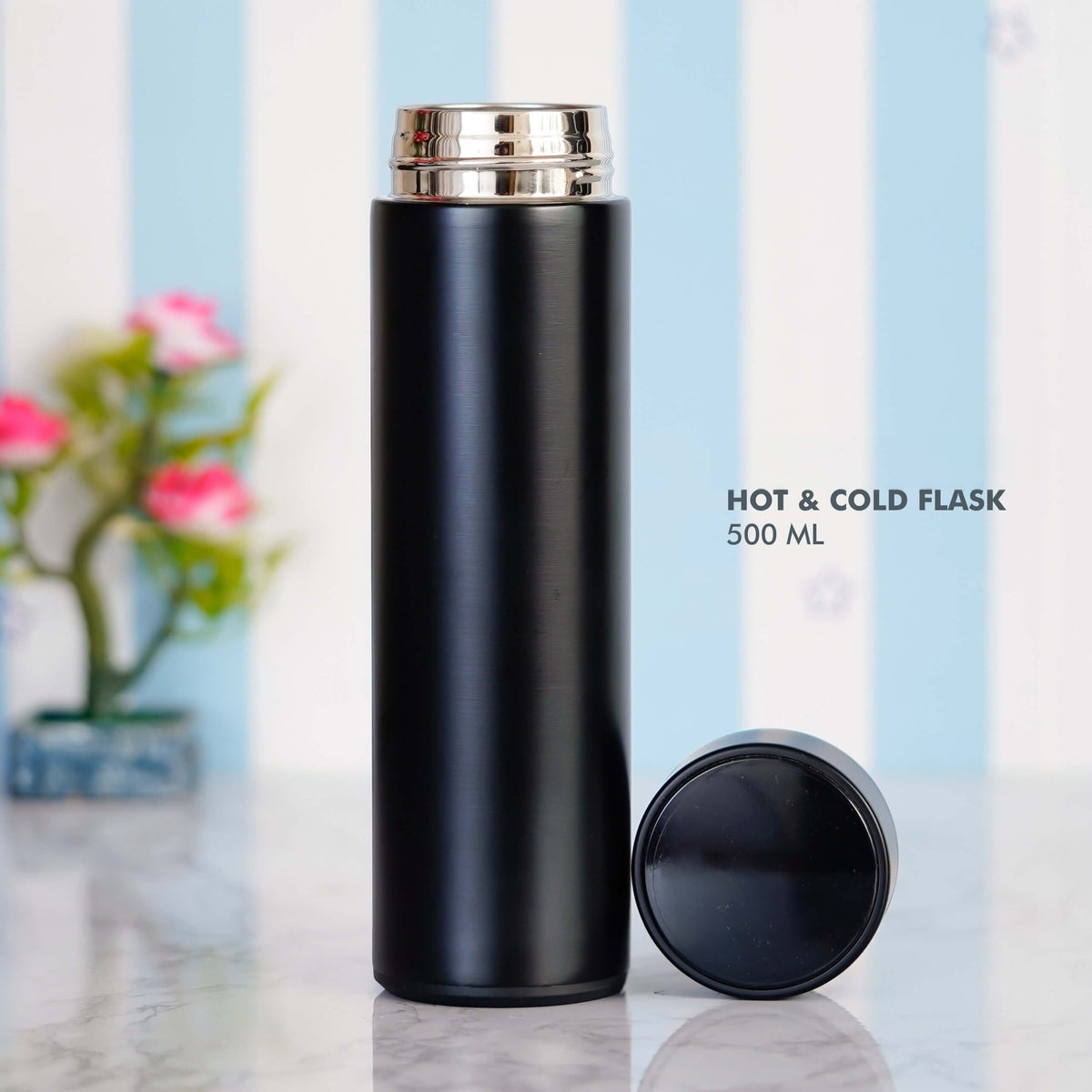 Black Stainless Steel Bottle with Temperature Display - 500 ML