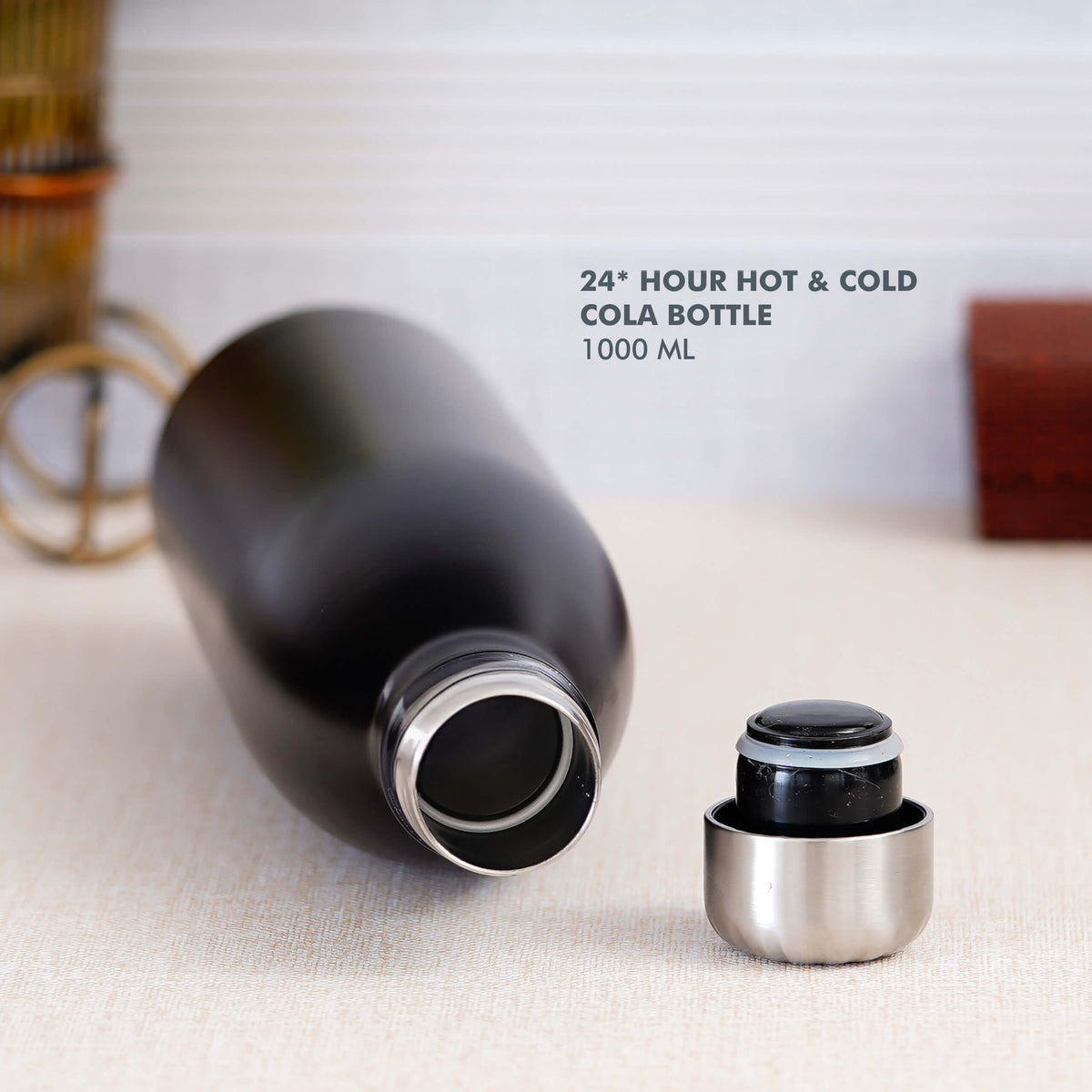 Black Stainless Steel Cola Bottle - 1000 ML