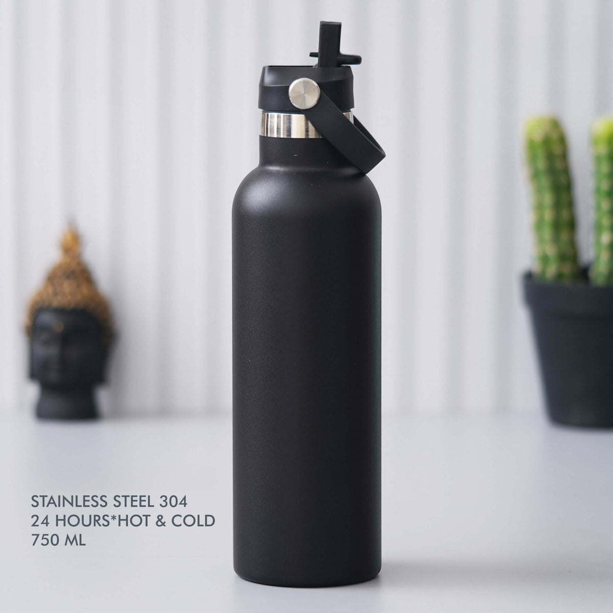 Black Stainless Steel Bottle - 750 ML