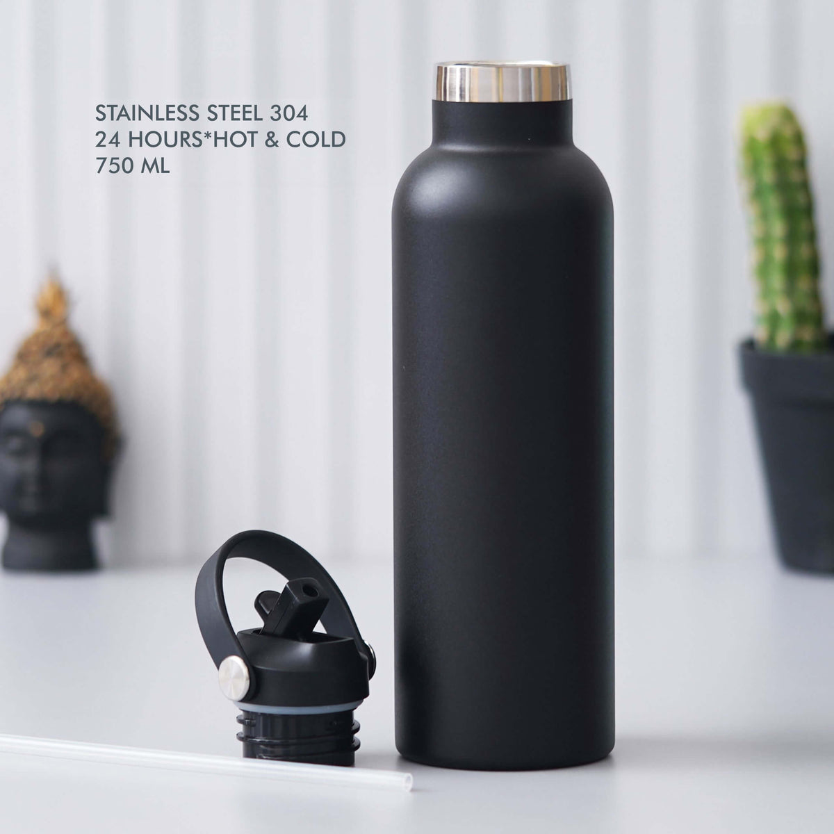 Black Stainless Steel Bottle - 750 ML