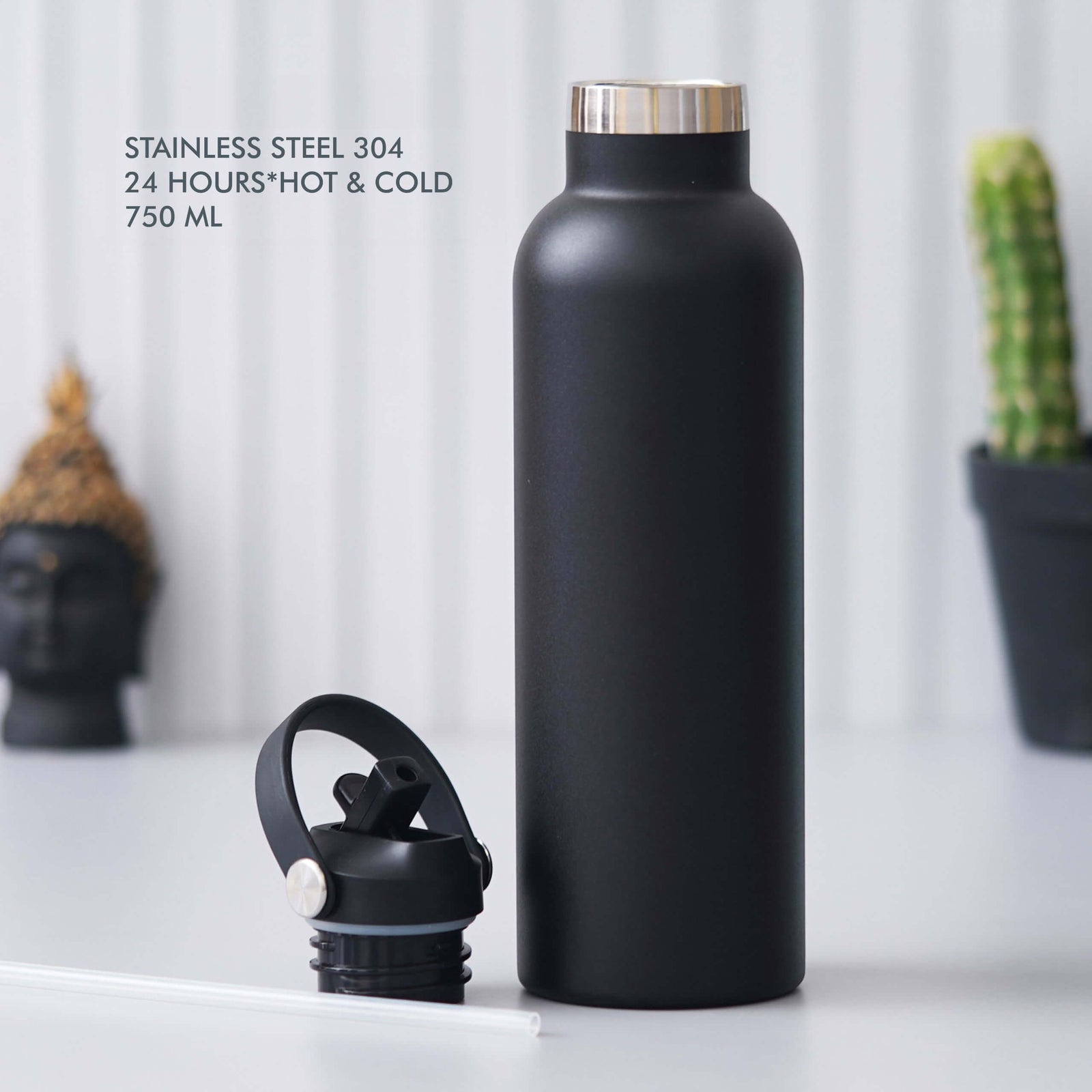 Black Stainless Steel Bottle - 750 ML