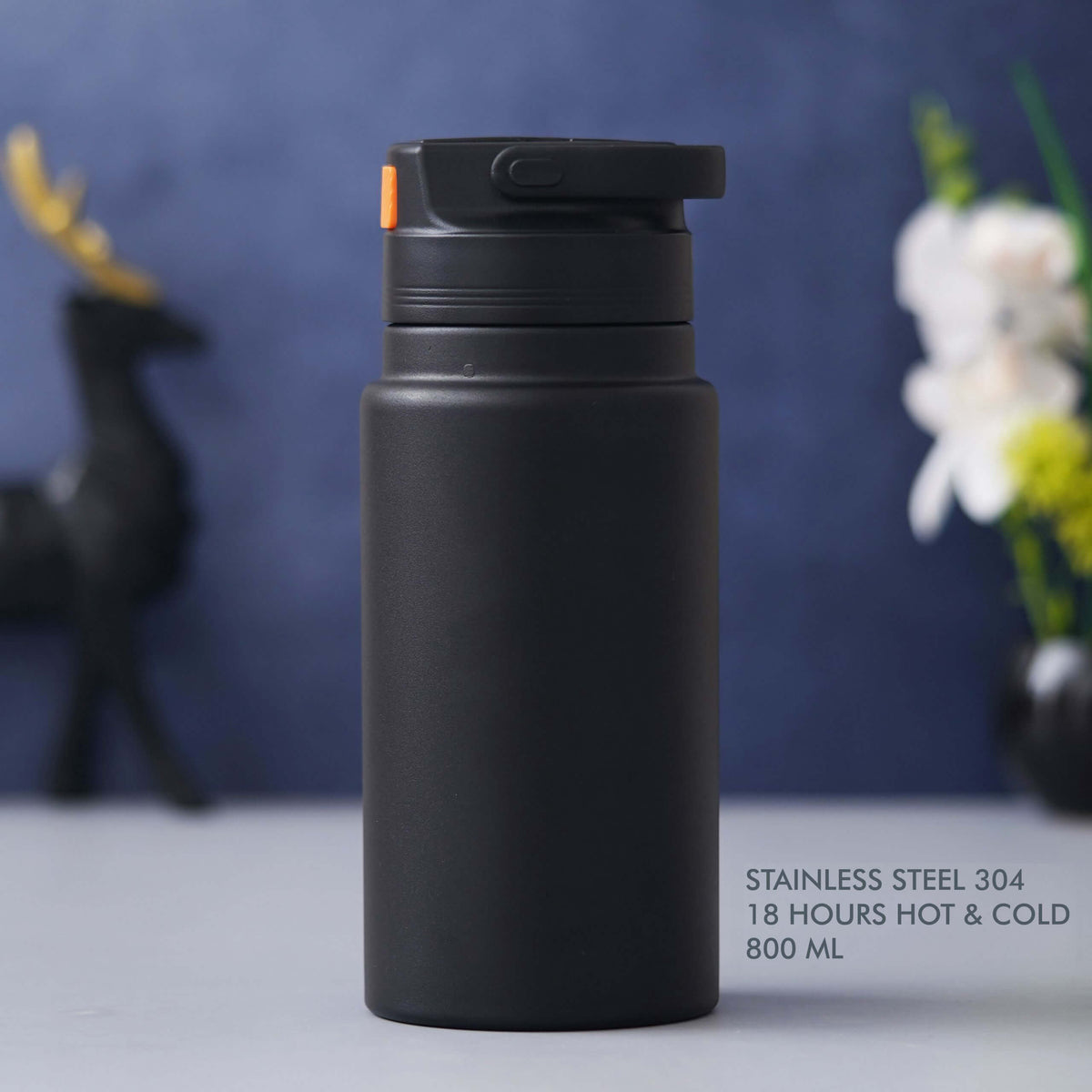Black Stainless Steel Bottle - 800 ML