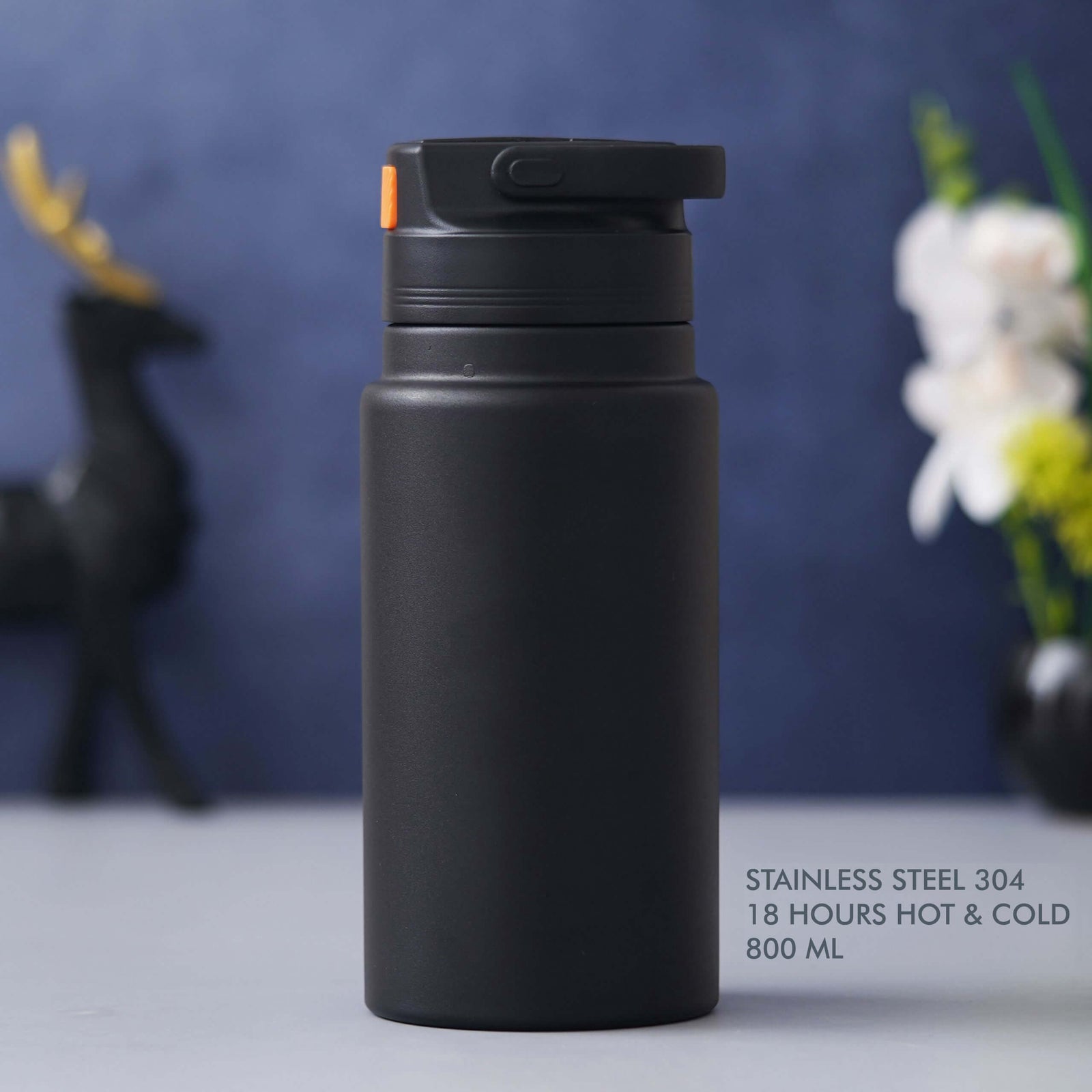 Black Stainless Steel Bottle - 800 ML