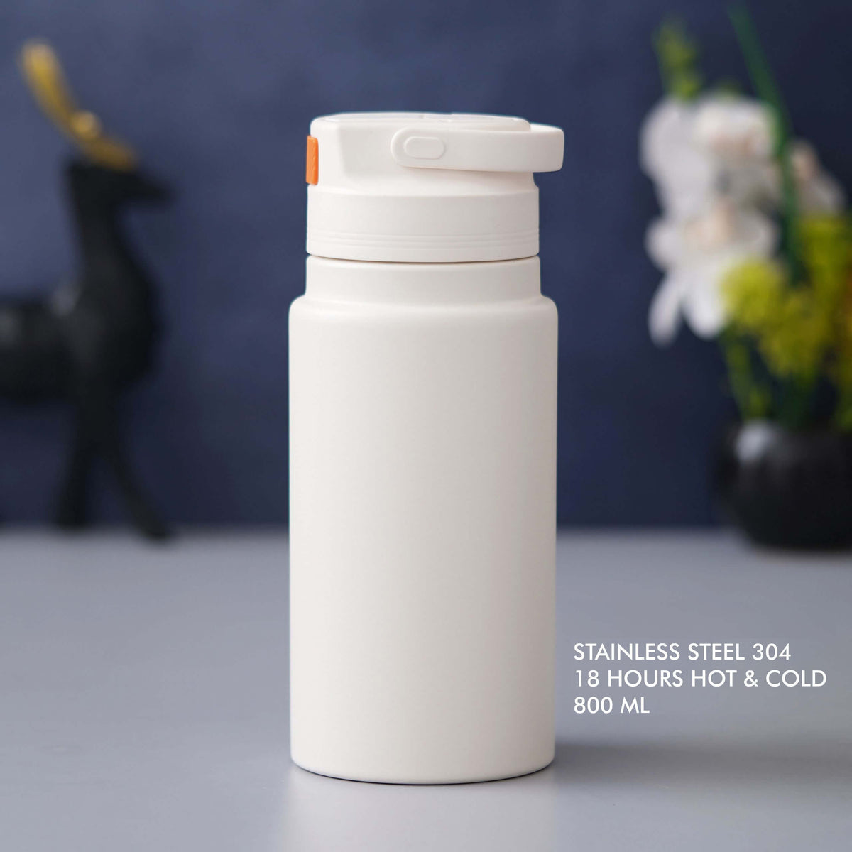 White Stainless Steel Bottle - 800 ML