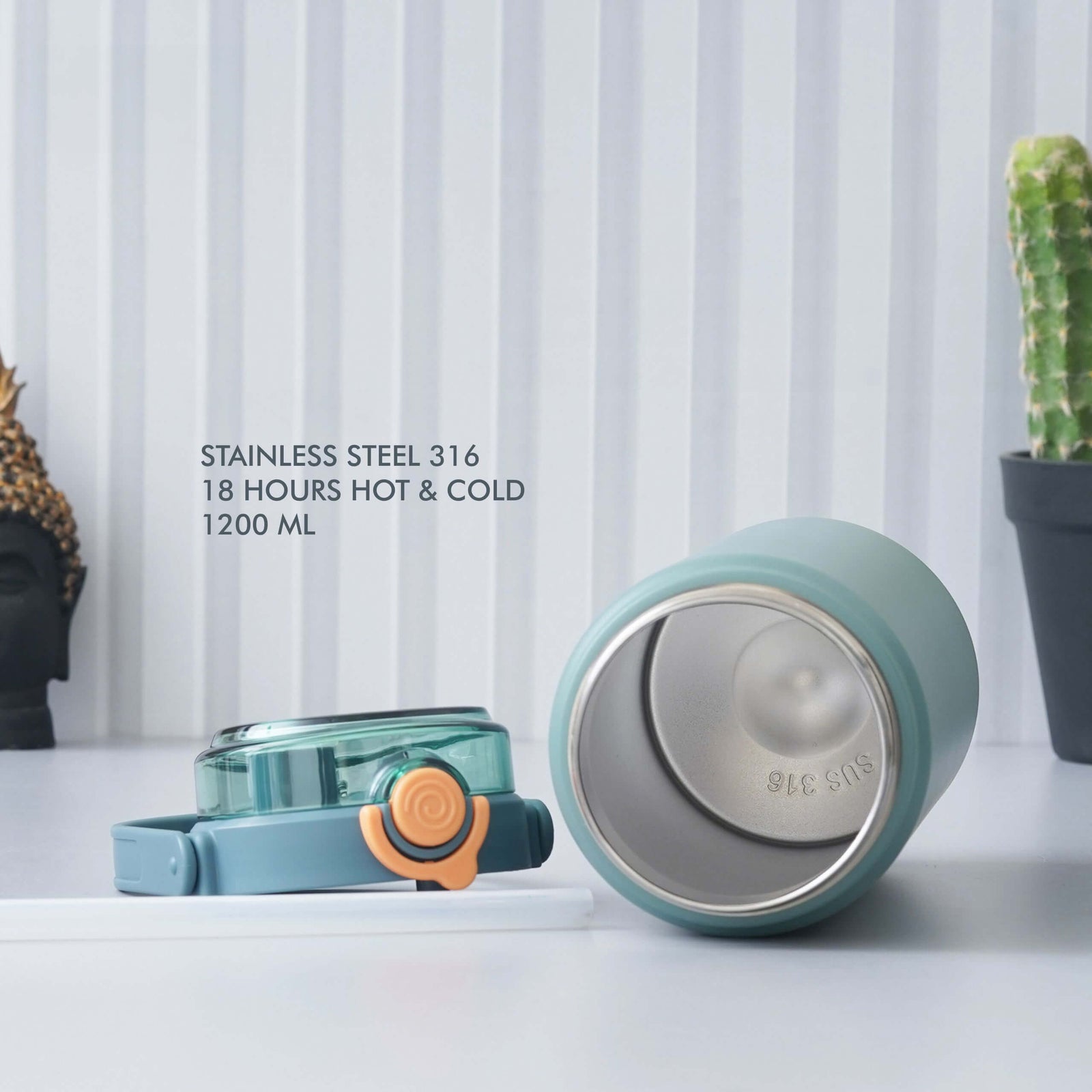 Green Stainless Steel Bottle - 1200 ML