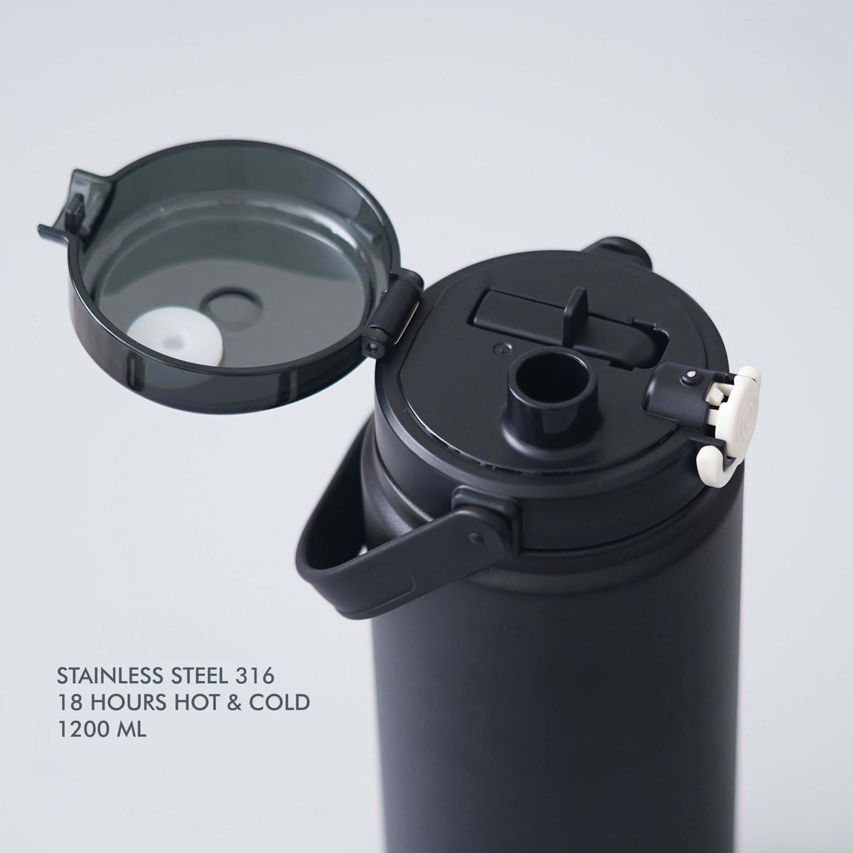 Black Stainless Steel Bottle - 1200 ML