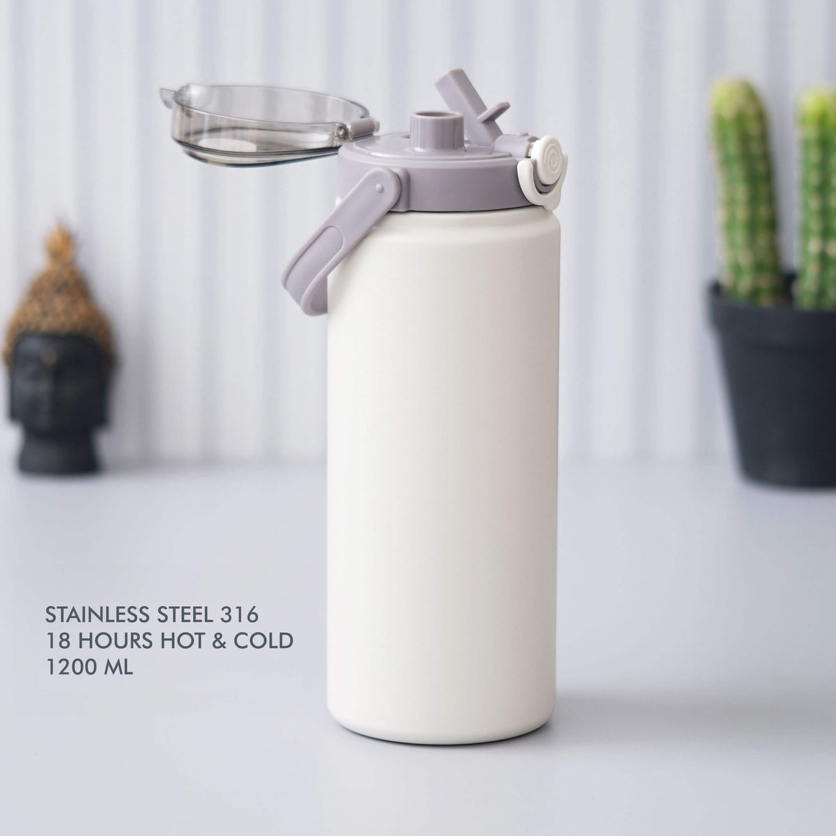 White Stainless Steel Bottle - 1200 ML
