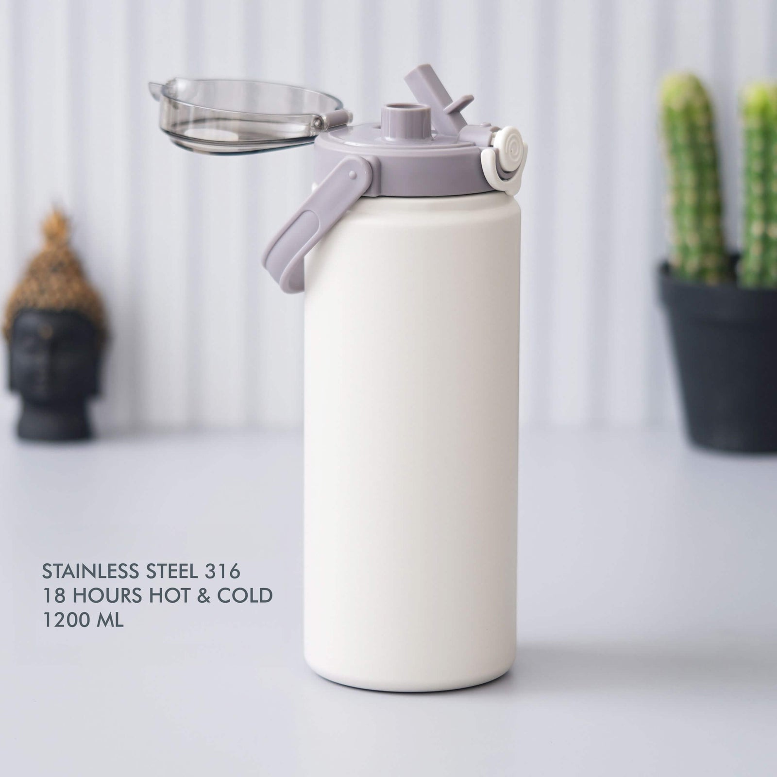 White Stainless Steel Bottle - 1200 ML