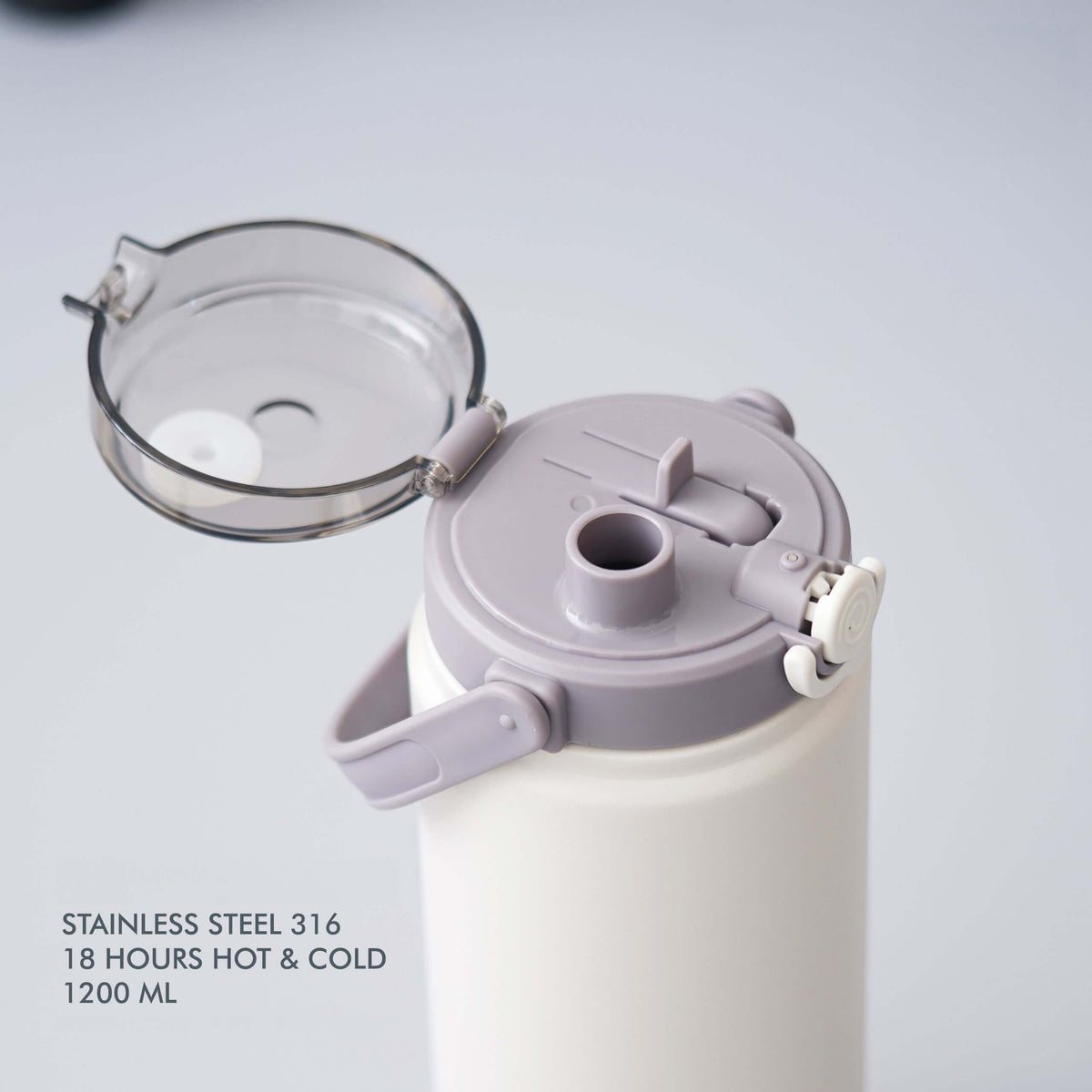 White Stainless Steel Bottle - 1200 ML