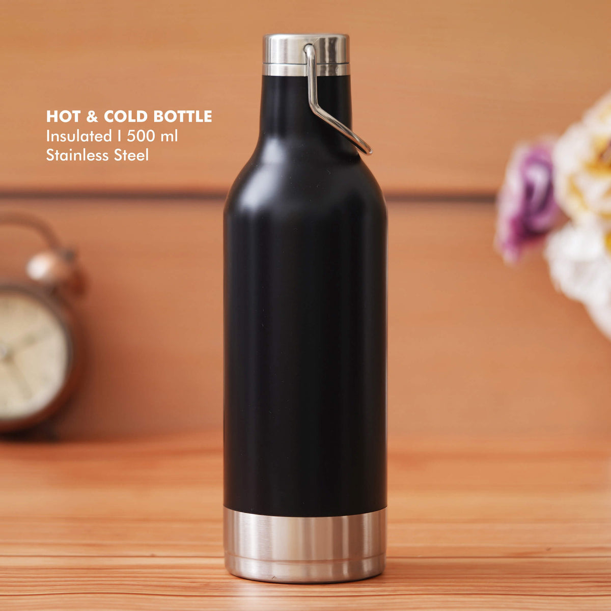 Black Stainless Steel Bottle - 500 ML