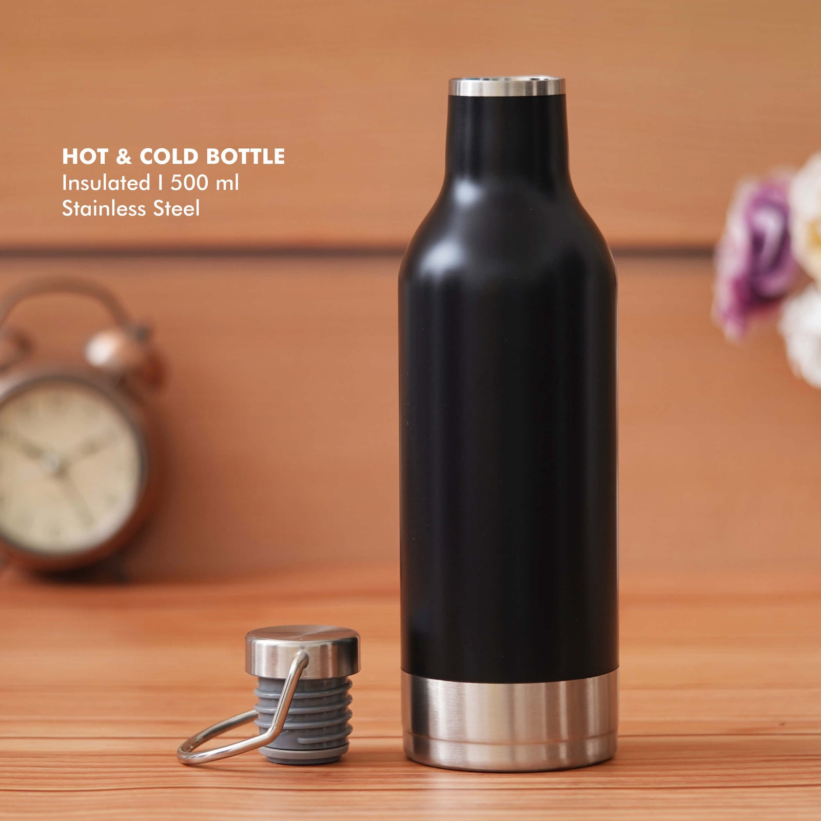 Black Stainless Steel Bottle - 500 ML