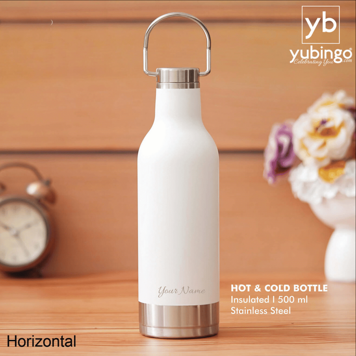 White Stainless Steel Bottle - Ideal for Travel