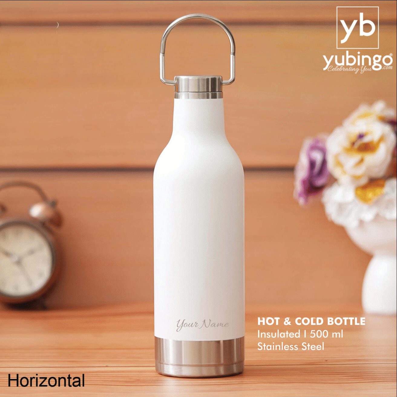 White Stainless Steel Bottle - Ideal for Travel