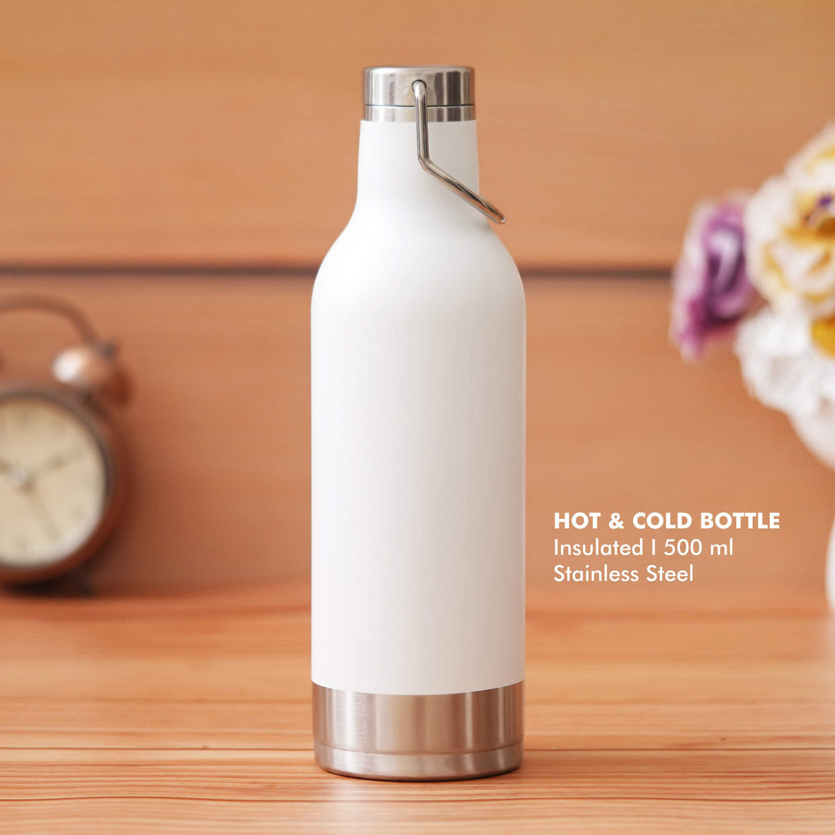 White Stainless Steel Bottle - 500 ML
