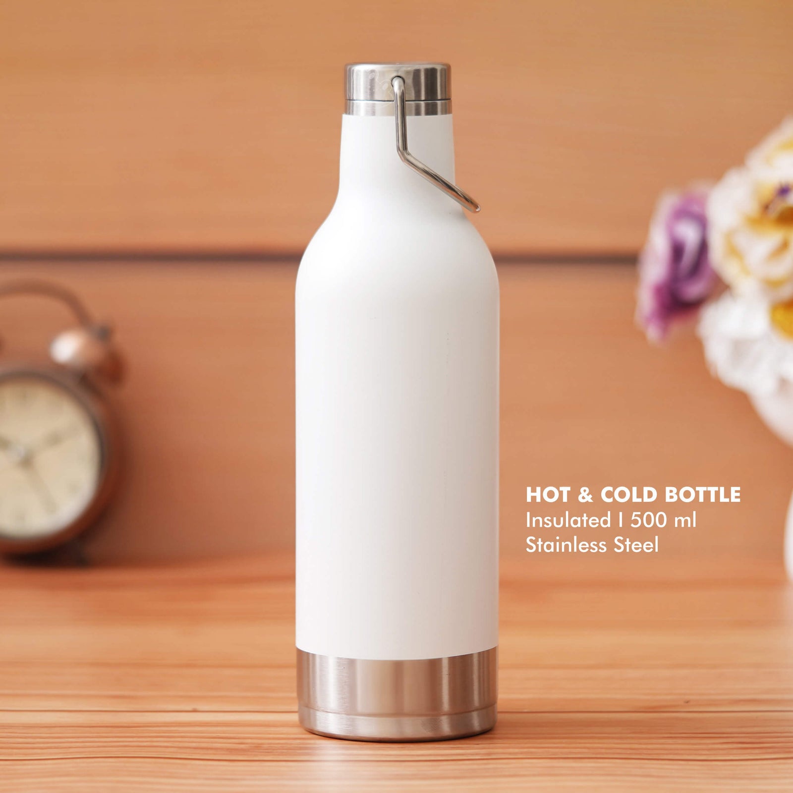 White Stainless Steel Bottle - 500 ML