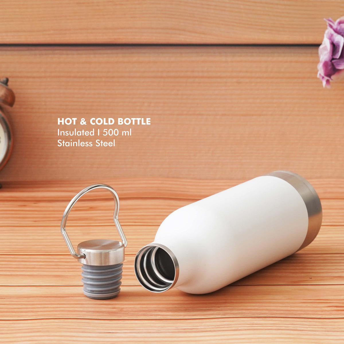 White Stainless Steel Bottle - 500 ML