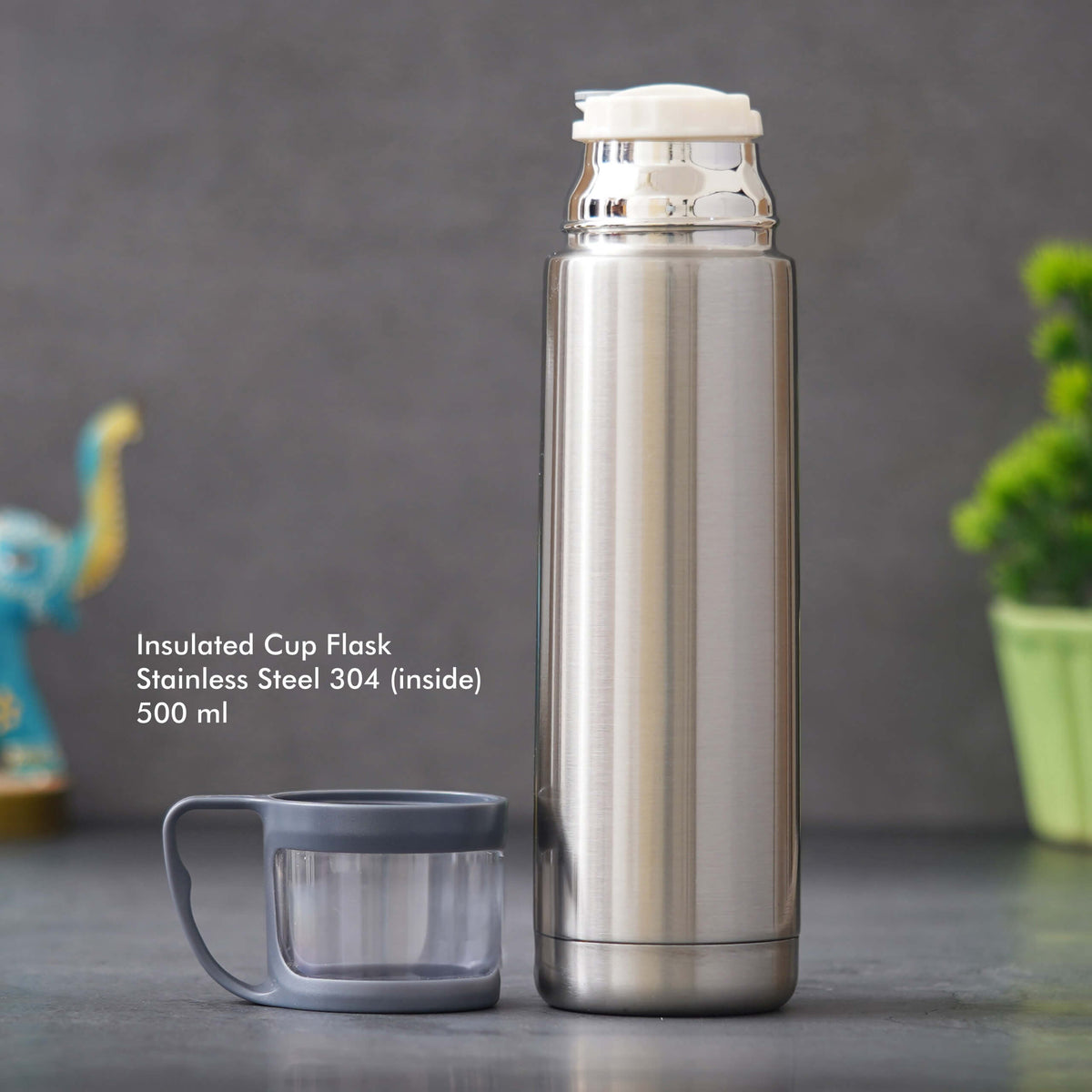 Silver Stainless Steel Flask - 500 ML