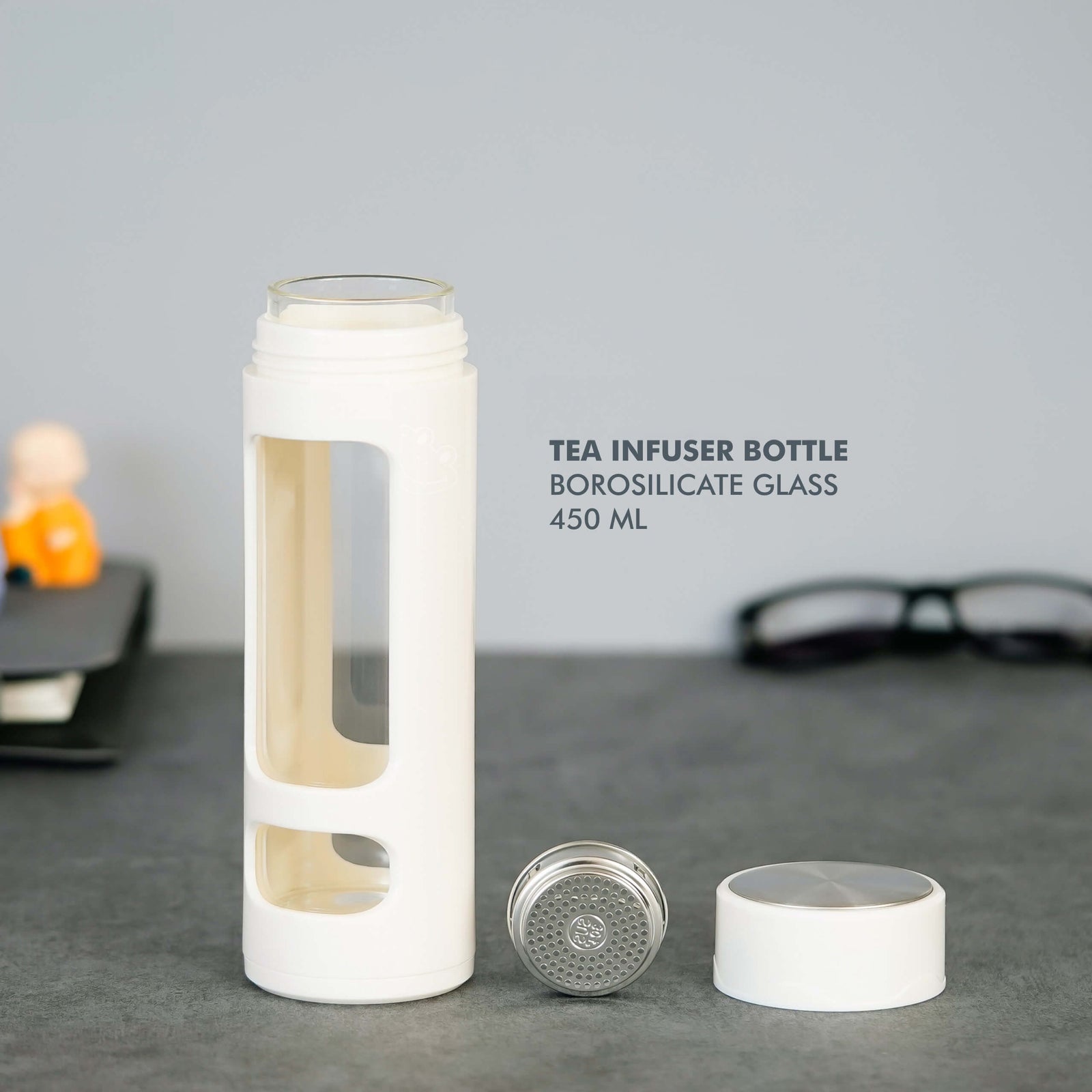 Tea Infuser Borosilicate Glass Bottle - 450 ML