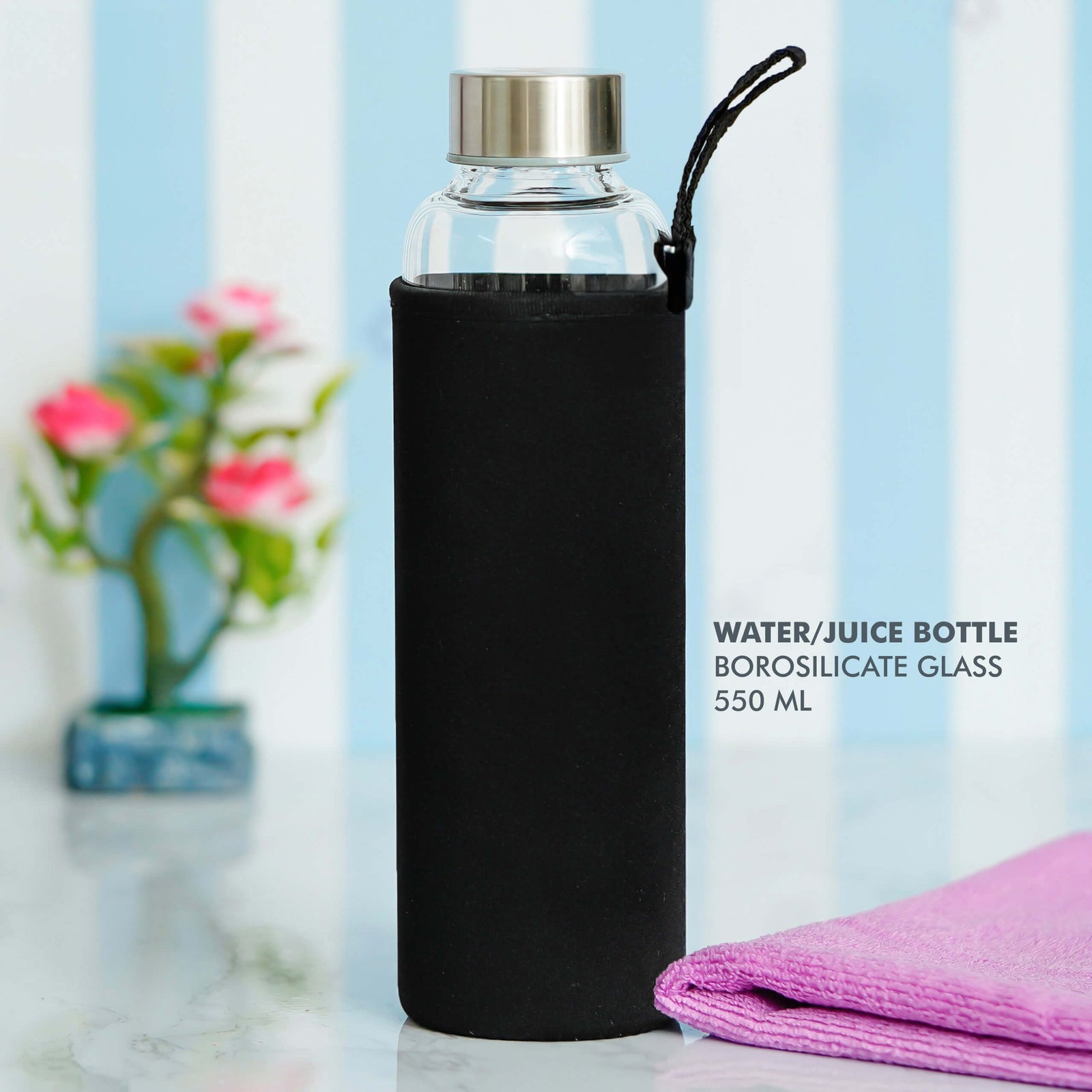 Water & Juice Borosilicate Glass Bottle - 550 ML