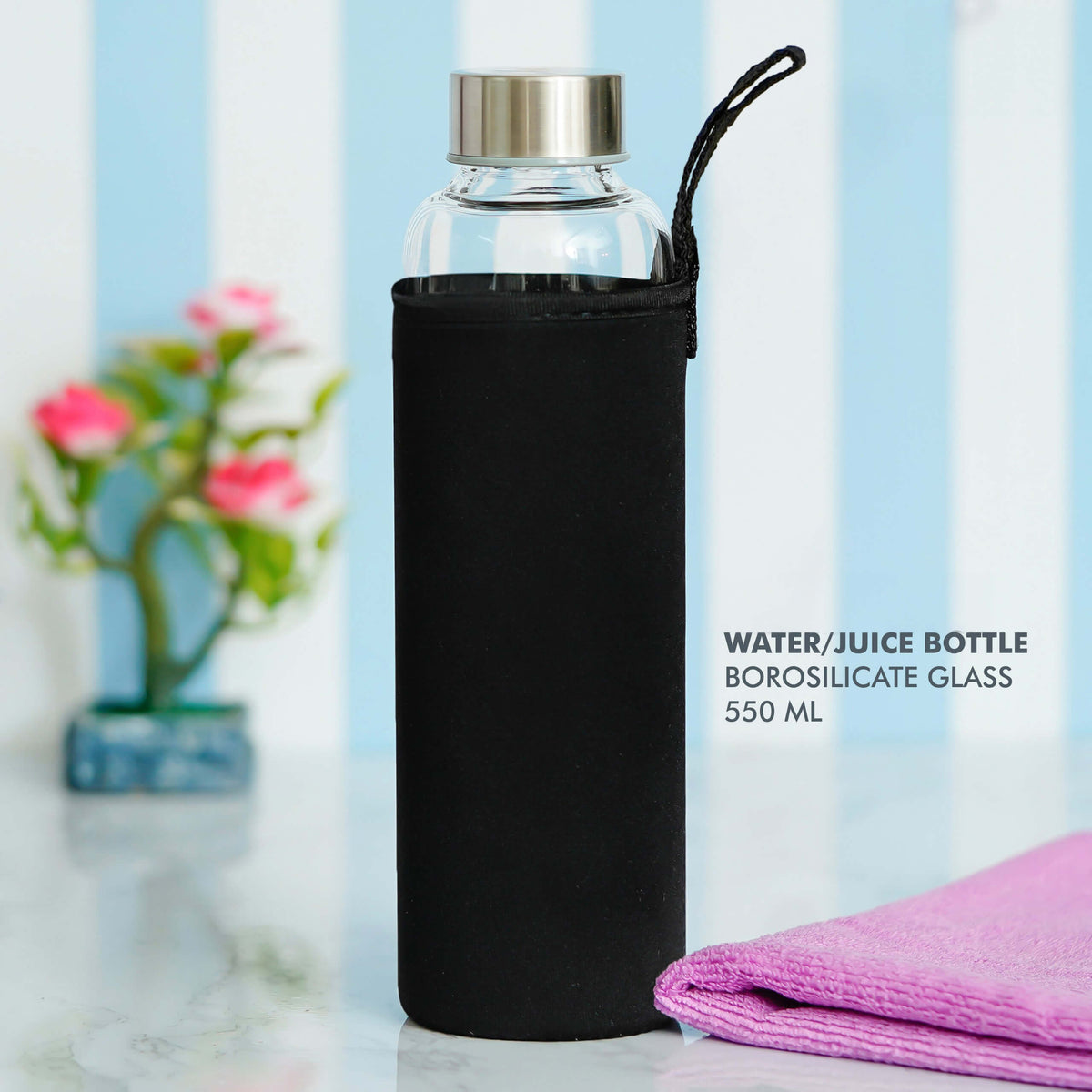 Water & Juice Borosilicate Glass Bottle - 550 ML
