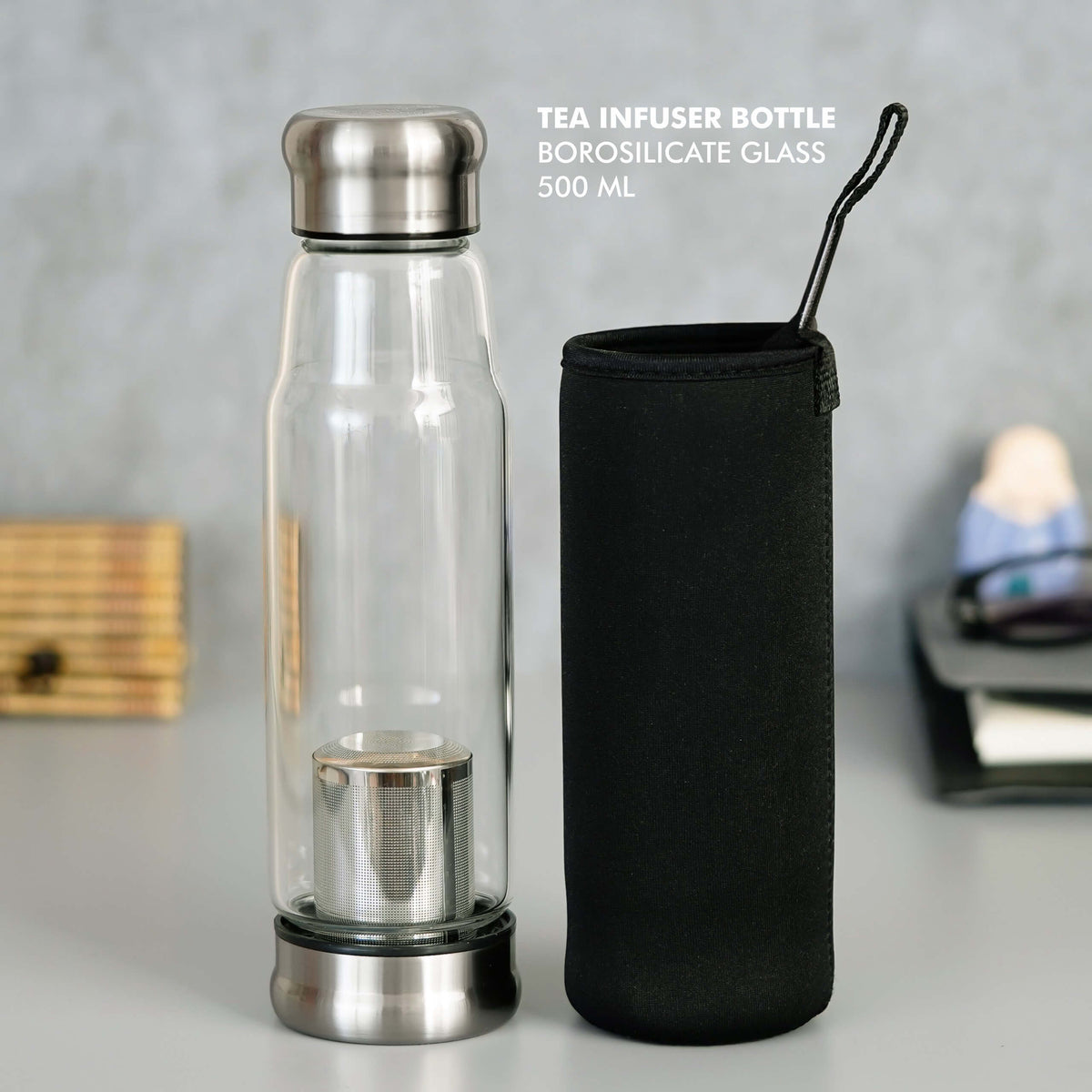 Tea Infuser Borosilicate Glass Bottle - 500 ML