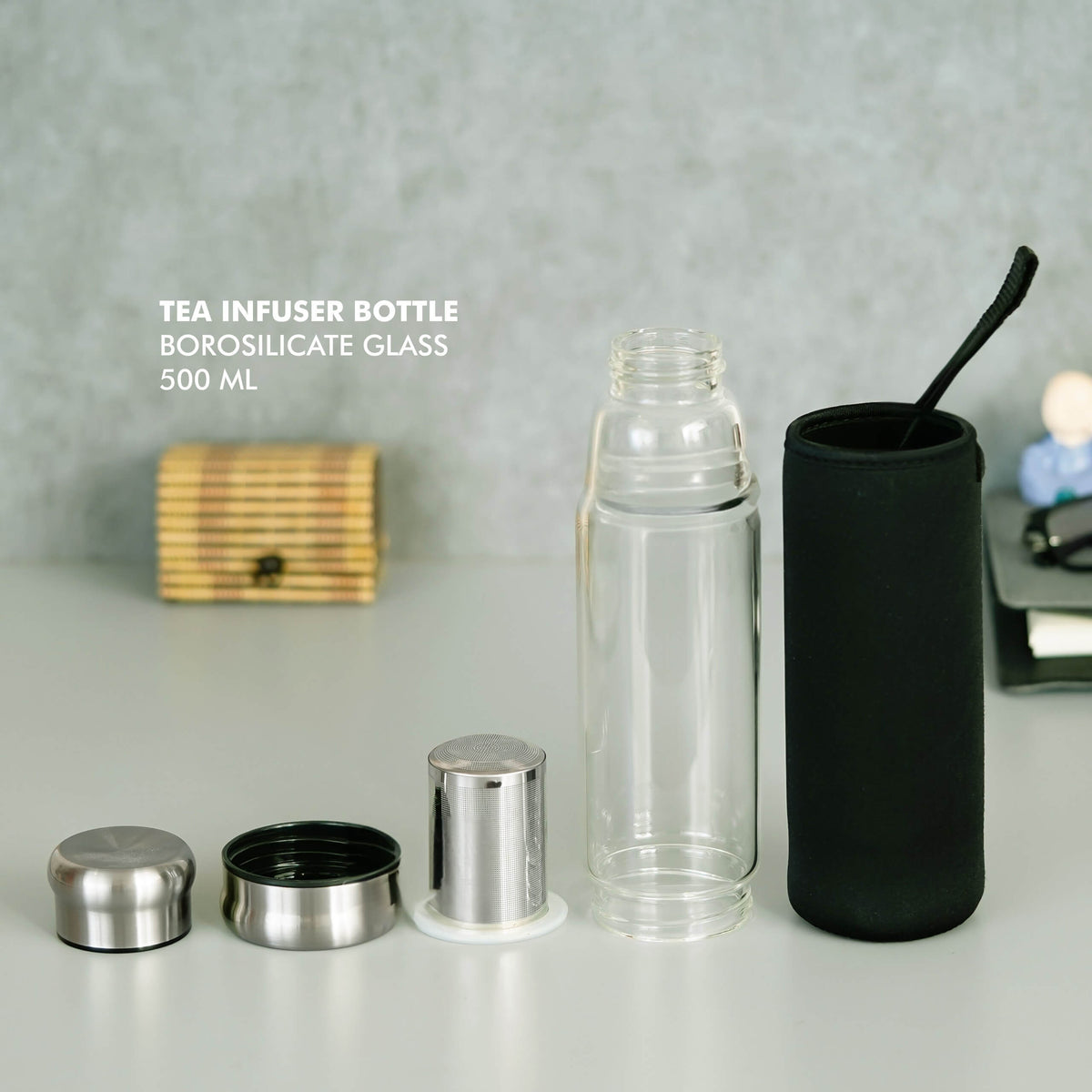 Tea Infuser Borosilicate Glass Bottle - 500 ML