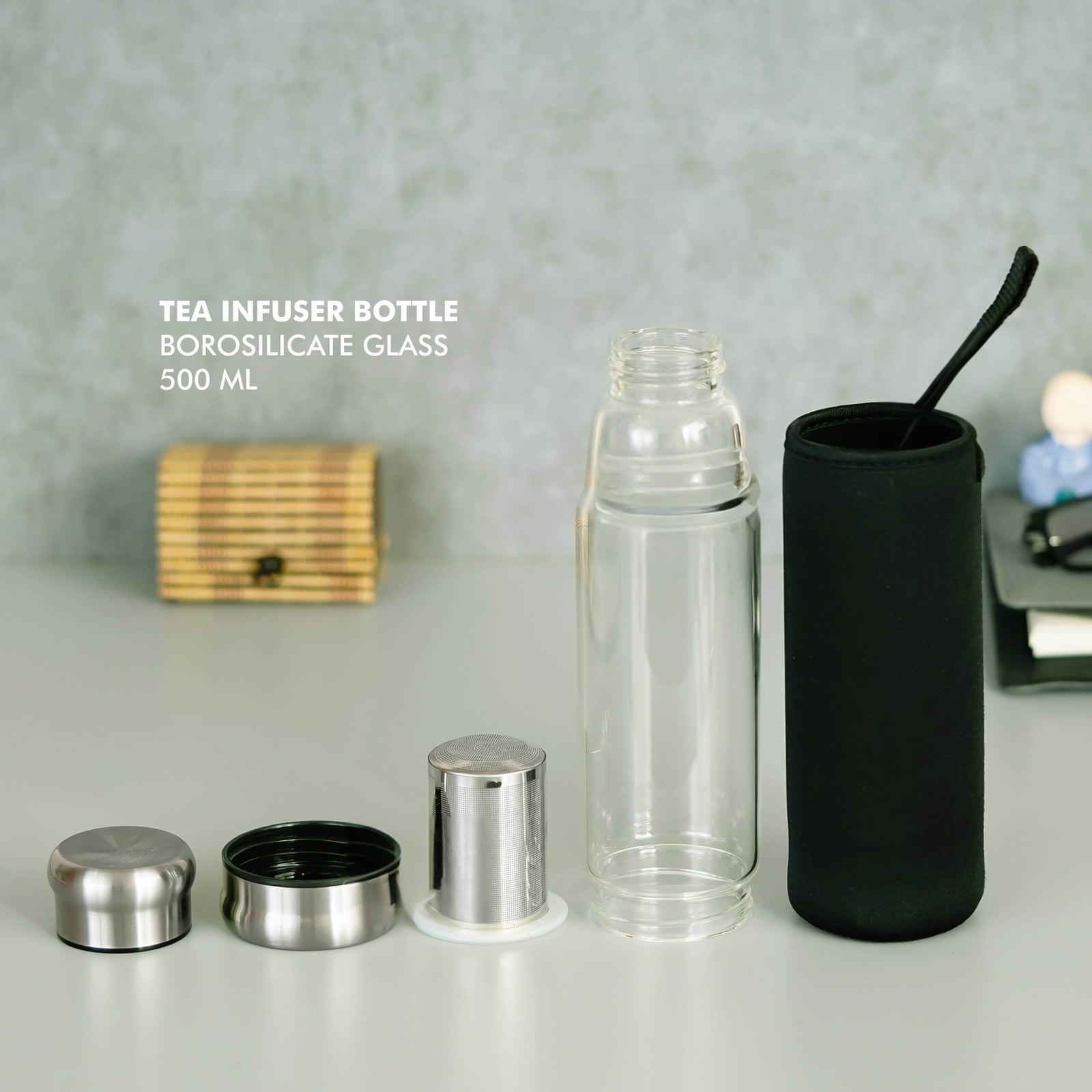 Tea Infuser Borosilicate Glass Bottle - 500 ML