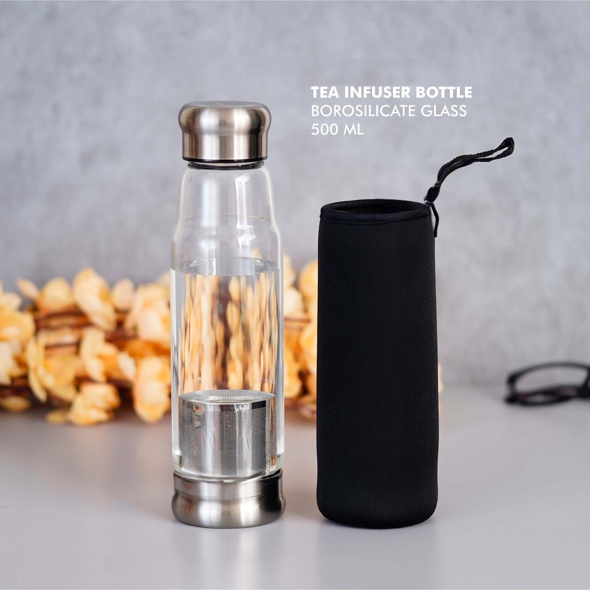 Tea Infuser Borosilicate Glass Bottle - 500 ML