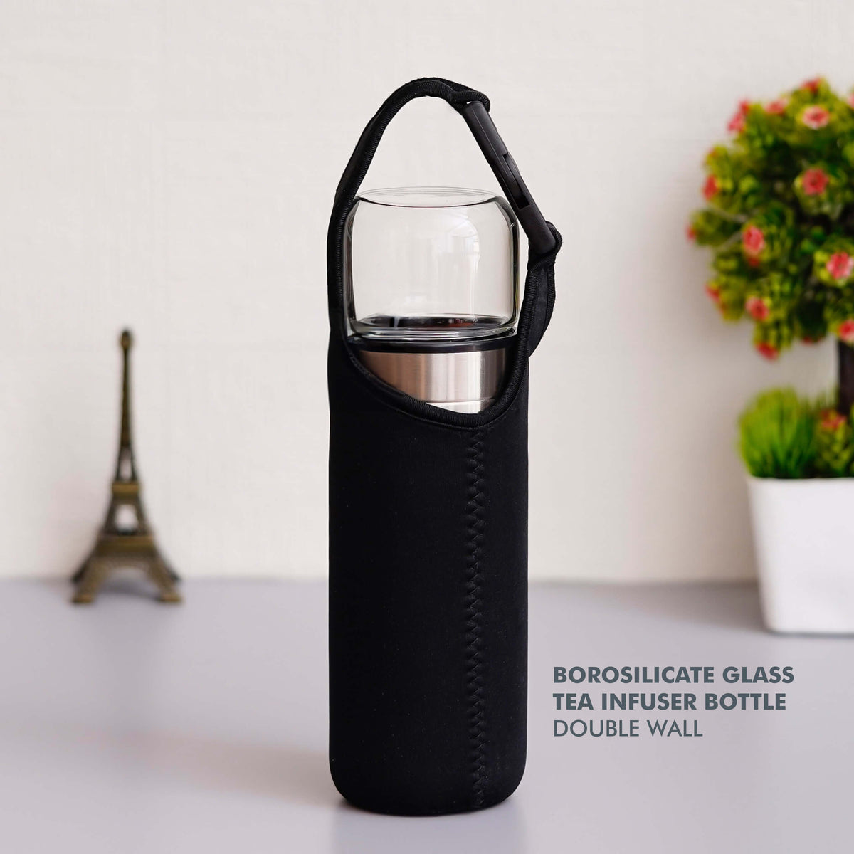 Double Wall Tea Infuser Borosilicate Glass Bottle