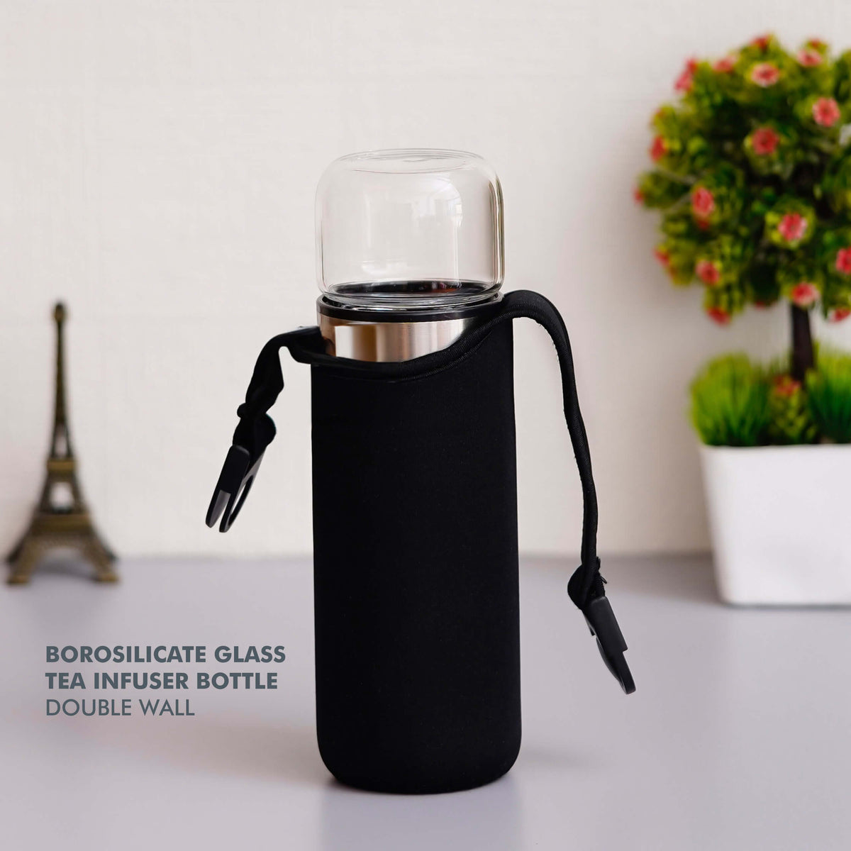 Double Wall Tea Infuser Borosilicate Glass Bottle