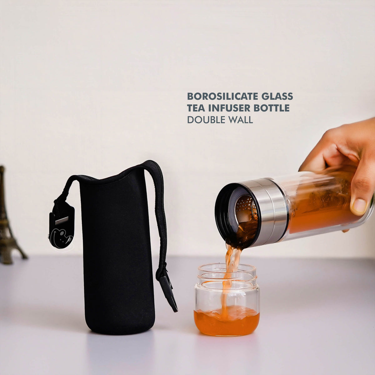 Double Wall Tea Infuser Borosilicate Glass Bottle