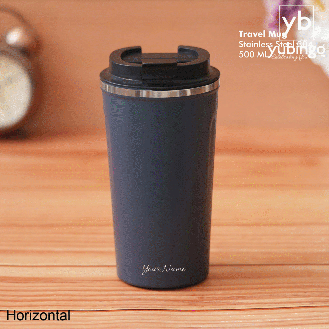 Customizable Blue Stainless Steel Travel Mug - Perfect for Daily Commutes