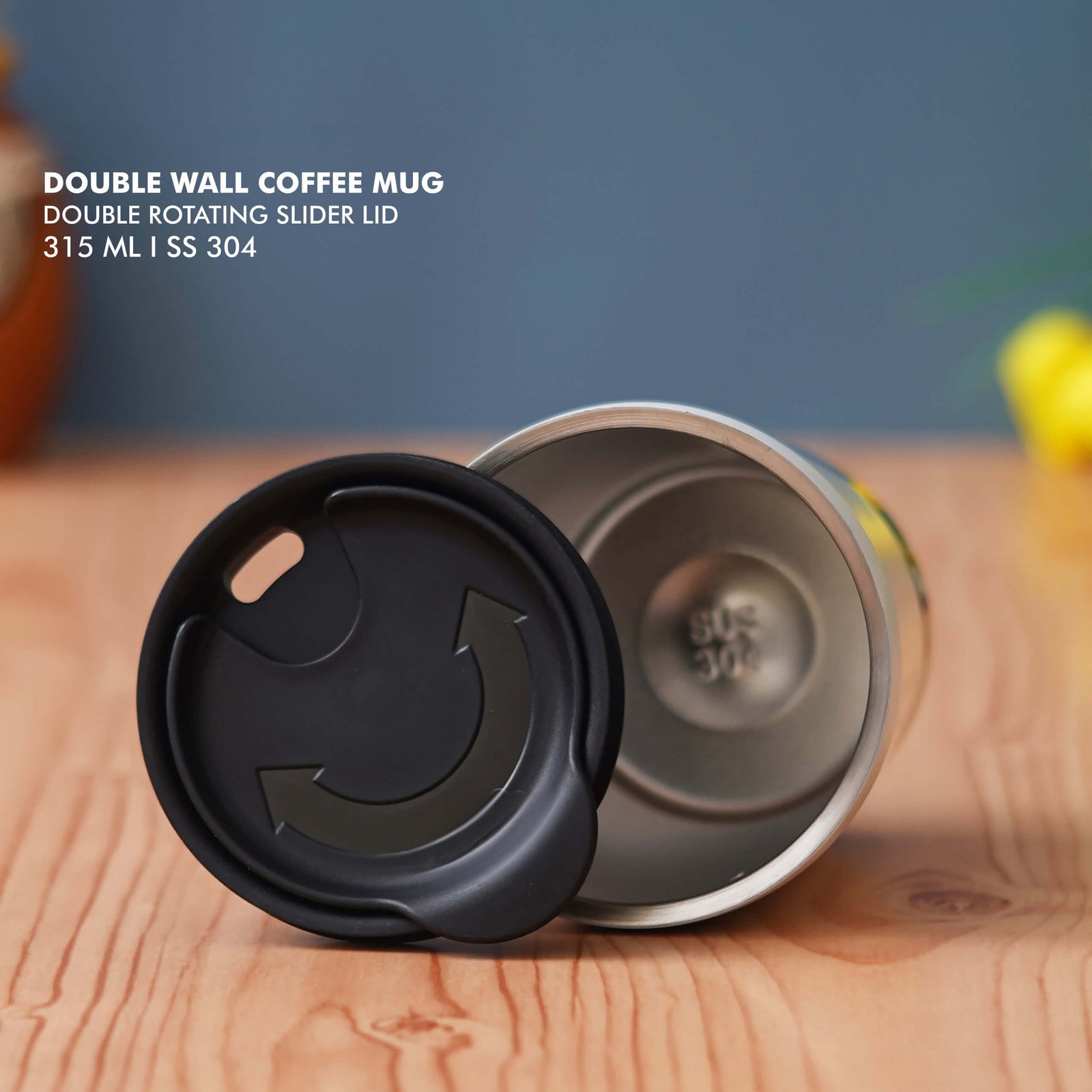 Elegant White Stainless Steel Mug with Double Rotating Slider Lid - Perfect for Daily Use