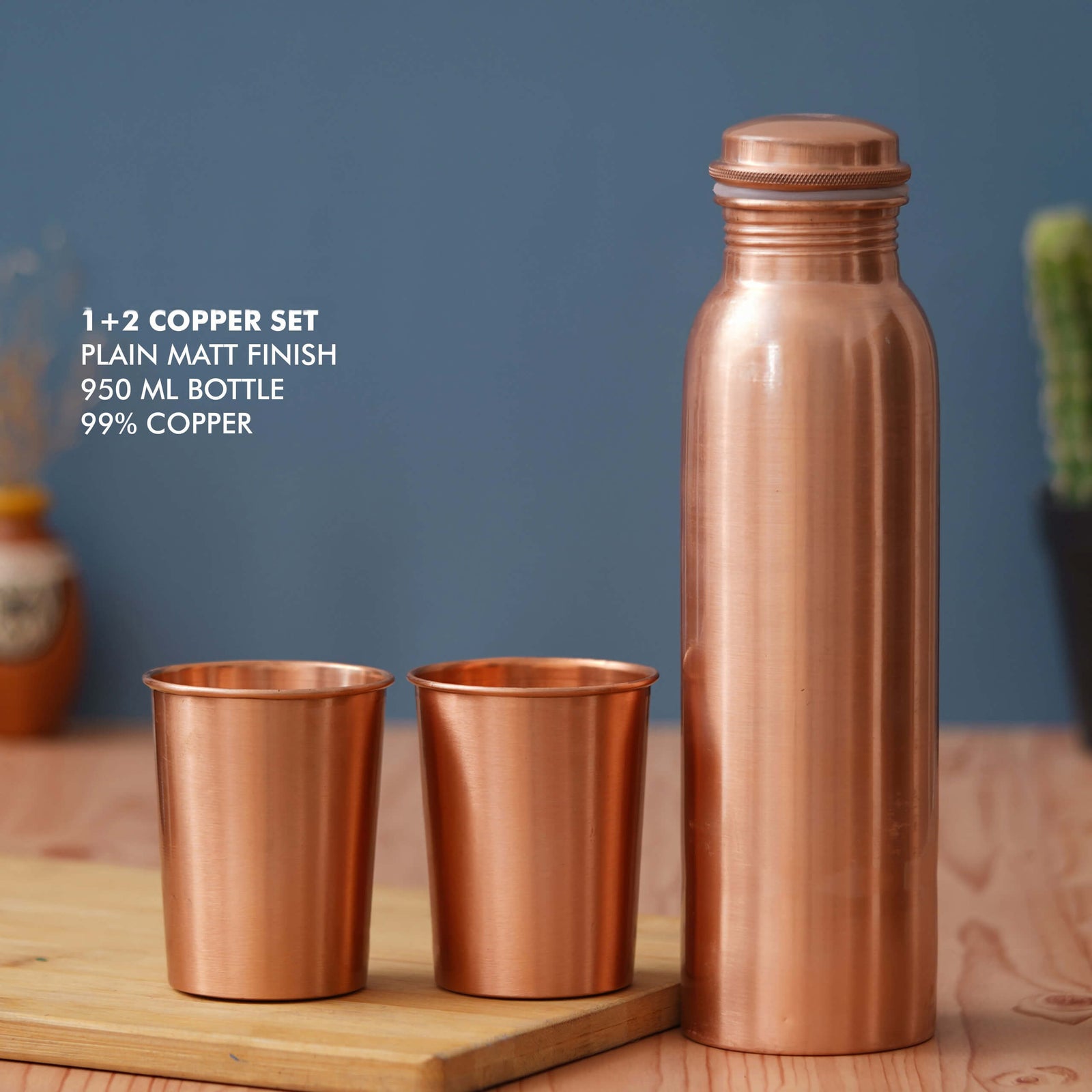 Classic Plain Matt Finish Copper Gift Set - Timeless Elegance