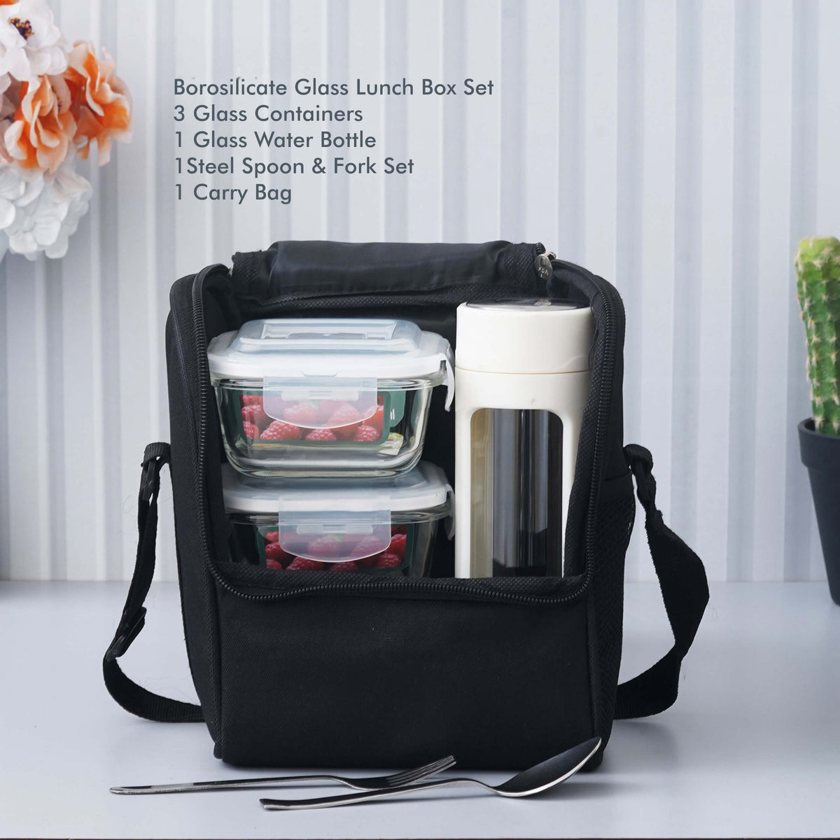 Personalized Borosilicate Glass Lunch Box Set - Complete Meal Solution